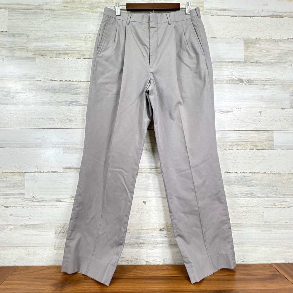 ORVIS Men's Pleated Trousers Khaki‎ Casual Dress Pants Gray Size 32